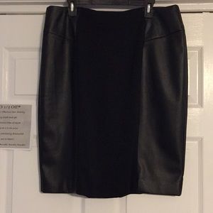 Michael Kors Black Leather and Cotton Skirt